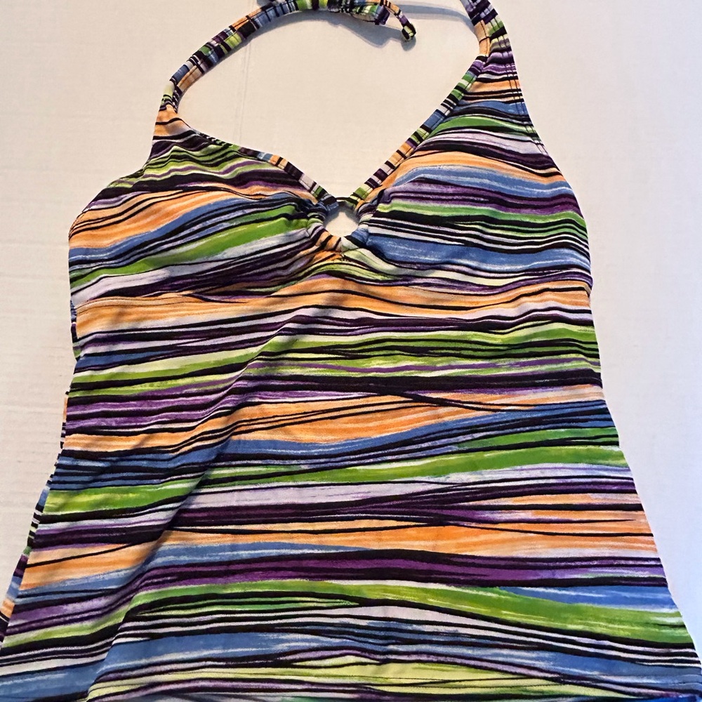 Striped Halter Tankini Top